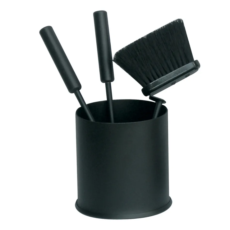 Kulatý držák na nářadí se 3 krbovými nástroji Made in Italy - Ginger Viadurini