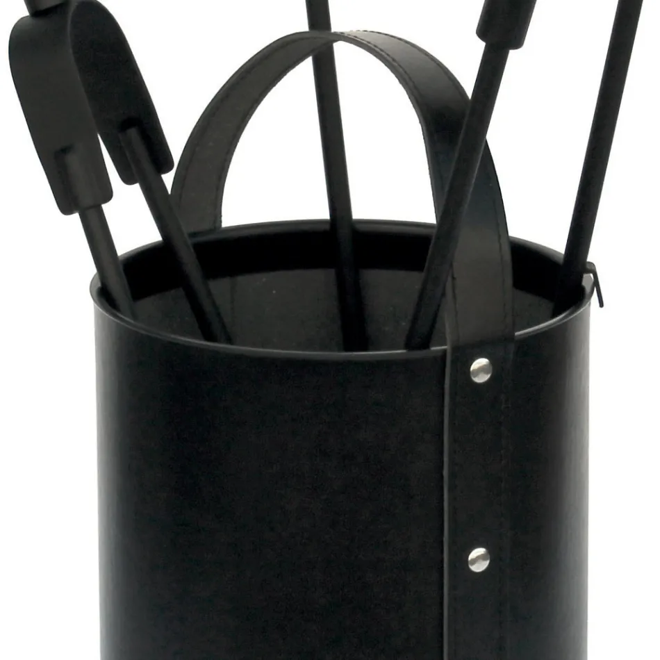 Kulatý držák na nářadí z umělé kůže s rukojetí a 4 doplňky Made in Italy - Pigeon Viadurini