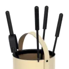 Kulatý držák na nářadí z umělé kůže s rukojetí a 4 doplňky Made in Italy - Pigeon Viadurini