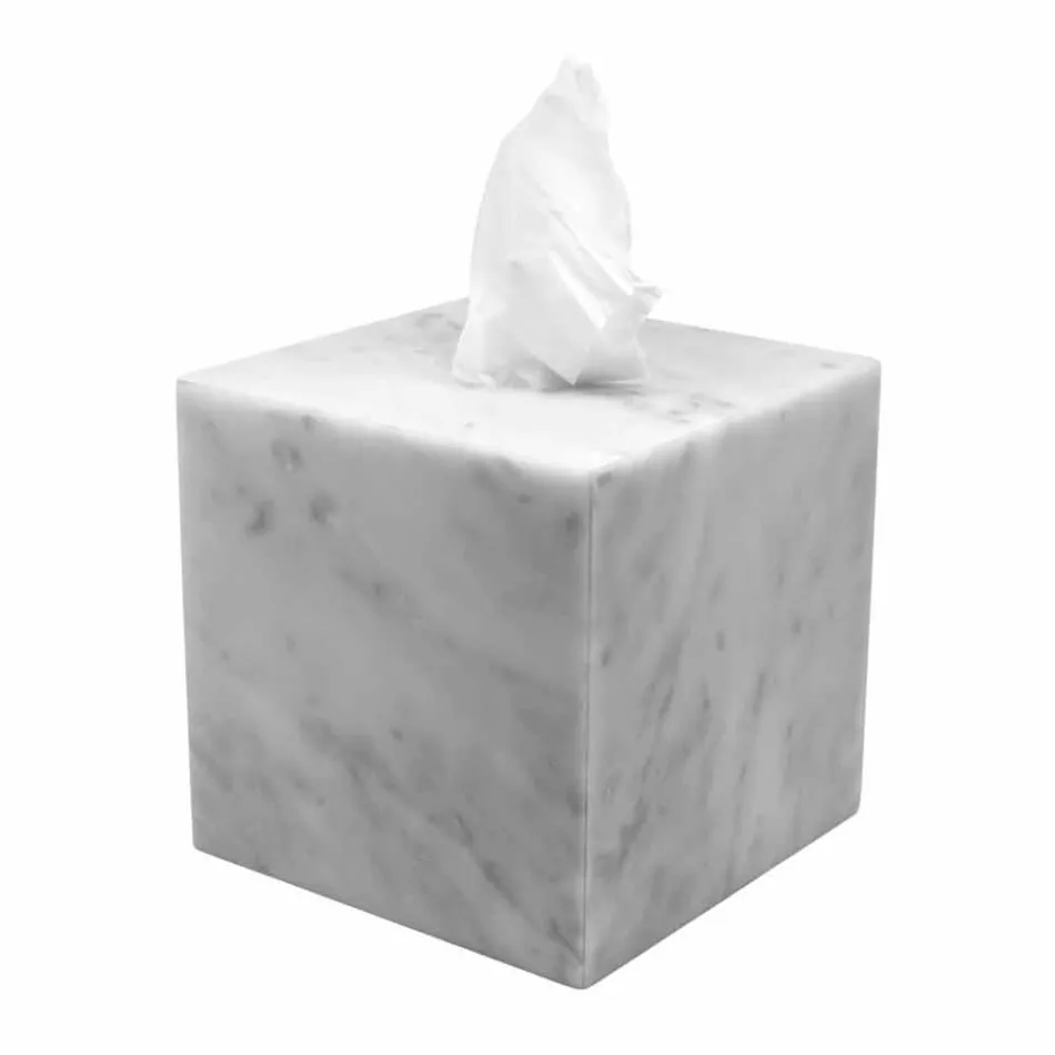 Moderní držák kapesníků v bílém mramoru Carrara Vyrobeno v Itálii - Rafa Viadurini