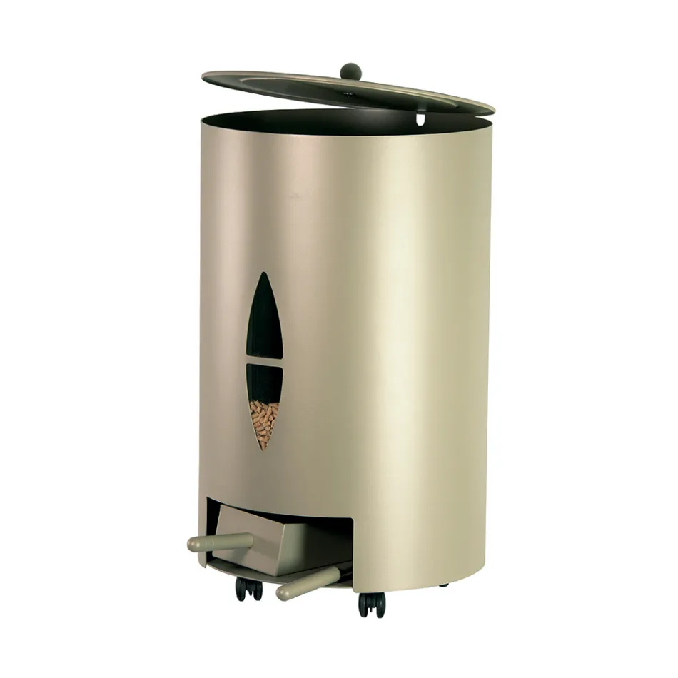 Držák na pelety s víkem, smetákem a lopatkou Made in Italy - Cacatua Viadurini