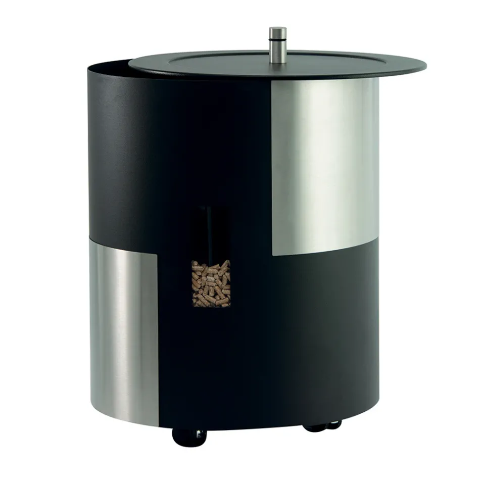 Držák na pelety s kolečky a víkem Vyrobeno z kovu Made in Italy - Stork Viadurini