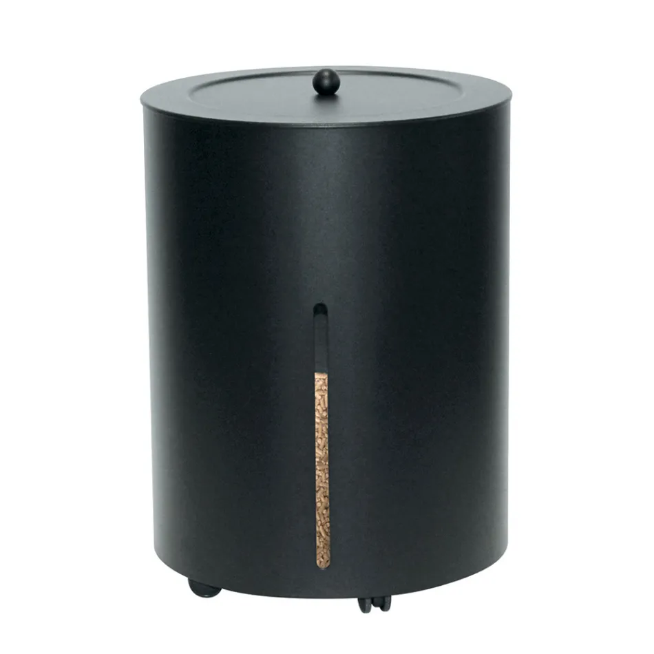 Držák na pelety s kolečky a víkem Vyrobeno z kovu Made in Italy - Stork Viadurini