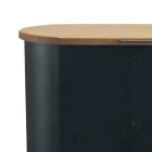 Kovový držák na pelety s kolečky a dřevěným víkem Made in Italy - Bisonte Viadurini