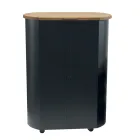 Kovový držák na pelety s kolečky a dřevěným víkem Made in Italy - Bisonte Viadurini