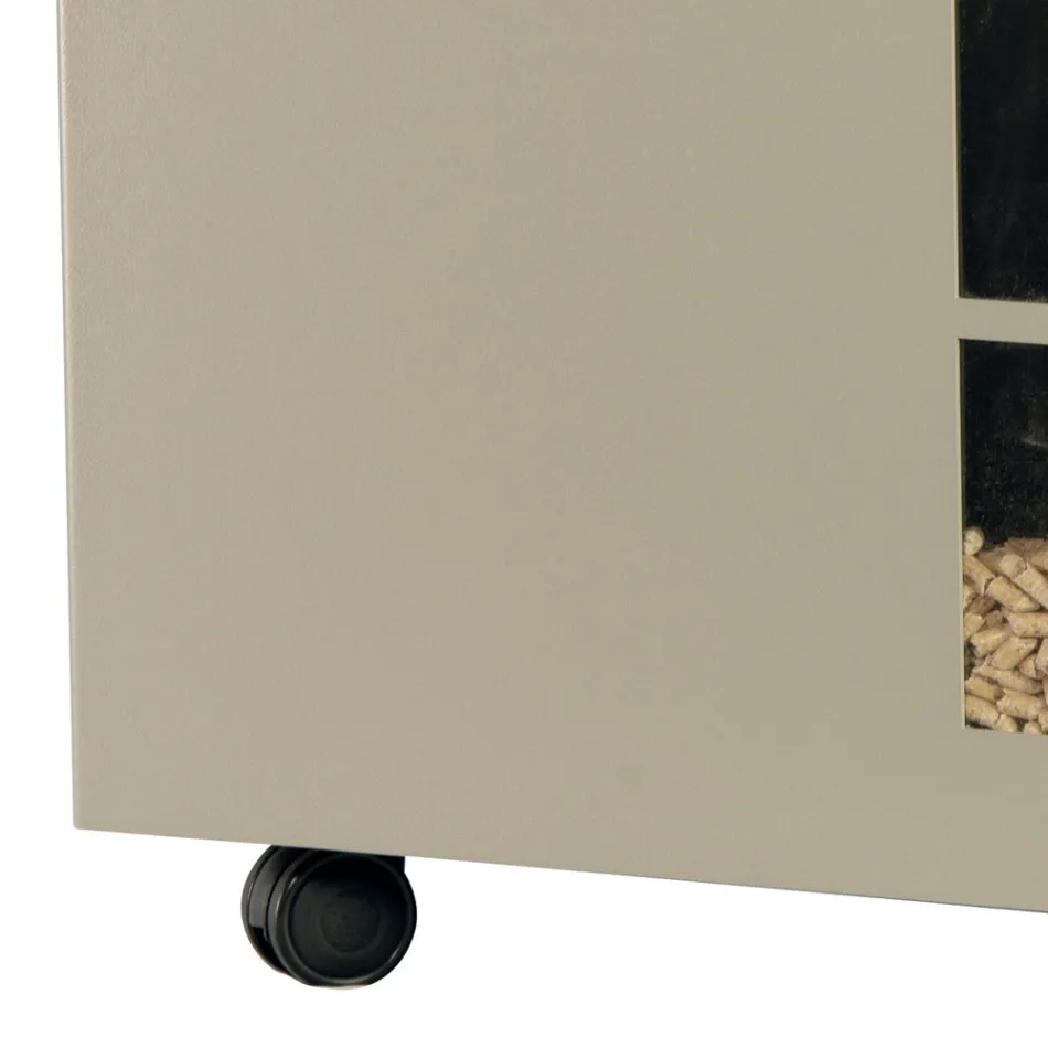 Kovový držák na pelety s kolečky a víkem Made in Italy - Gazza Viadurini