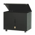 Kovový držák na pelety s kolečky a víkem Made in Italy - Gazza Viadurini