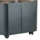 Oválný držák na pelety v černém kovu a dřevěné víko Made in Italy - Bisonte Viadurini