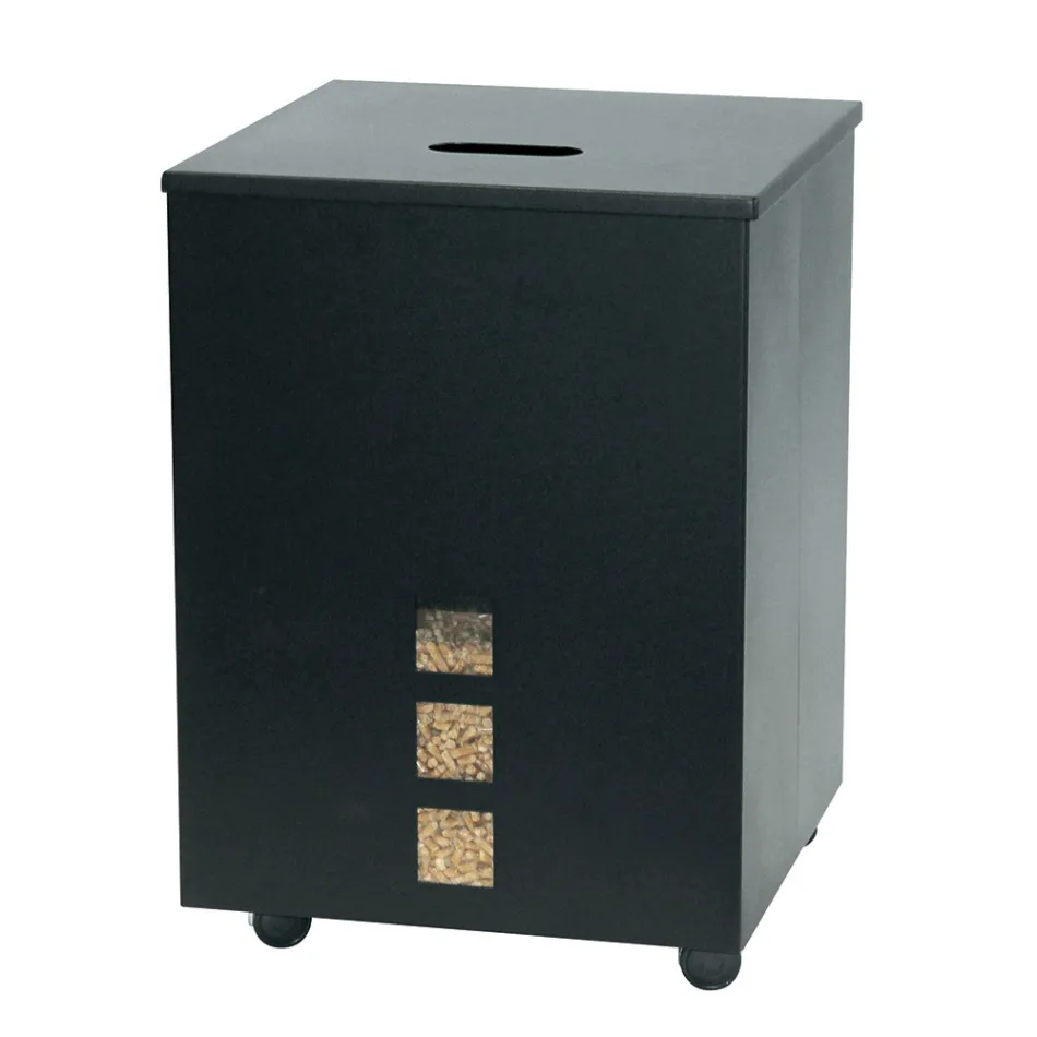 Čtvercový držák na pelety z černé lakované oceli a kolečka Made in Italy - Parrot Viadurini