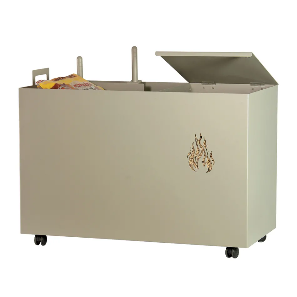 Obdélníkový kovový držák na pelety se 4 kolečky Made in Italy - Aquila Viadurini