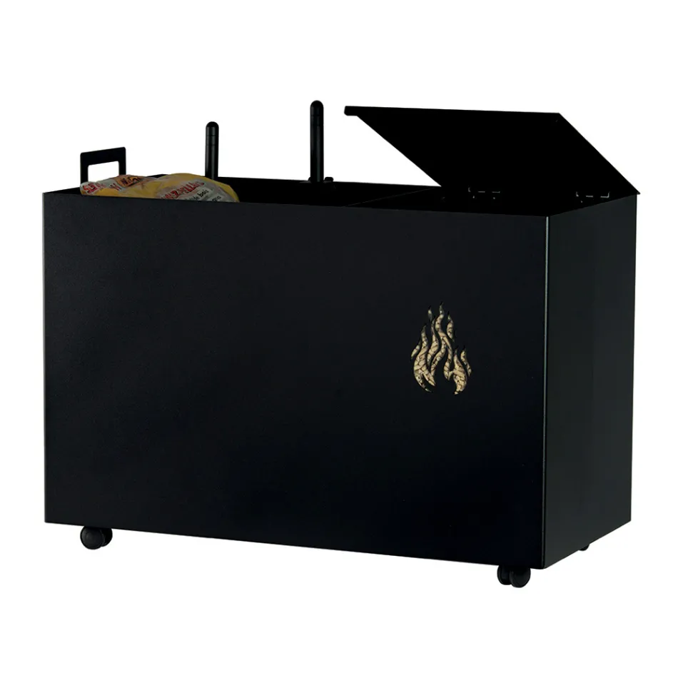 Obdélníkový kovový držák na pelety se 4 kolečky Made in Italy - Aquila Viadurini