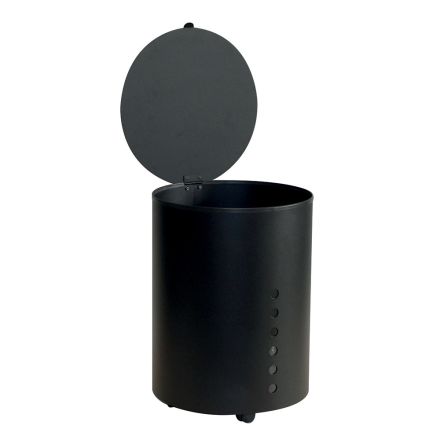 Kulatý držák na pelety z černé lakované oceli a kolečka Made in Italy - Airone Viadurini