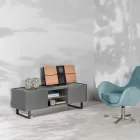 TV stolek s keramickou deskou s mramorovým efektem se 2 dvířky a 2 otevřenými přihrádkami - Clak Viadurini