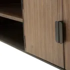 TV stolek do obývacího pokoje z jedlového dřeva a šedé litiny se 2 dvířky - Cooper Viadurini