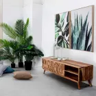 Dřevěný televizní stojan v retro designu s ocelovými knoflíky Homemotion - Ventador Viadurini