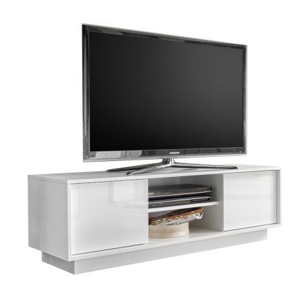 TV stolek z bílého laminovaného dřeva s otevřenou přihrádkou Made in Italy - Kimbo Viadurini