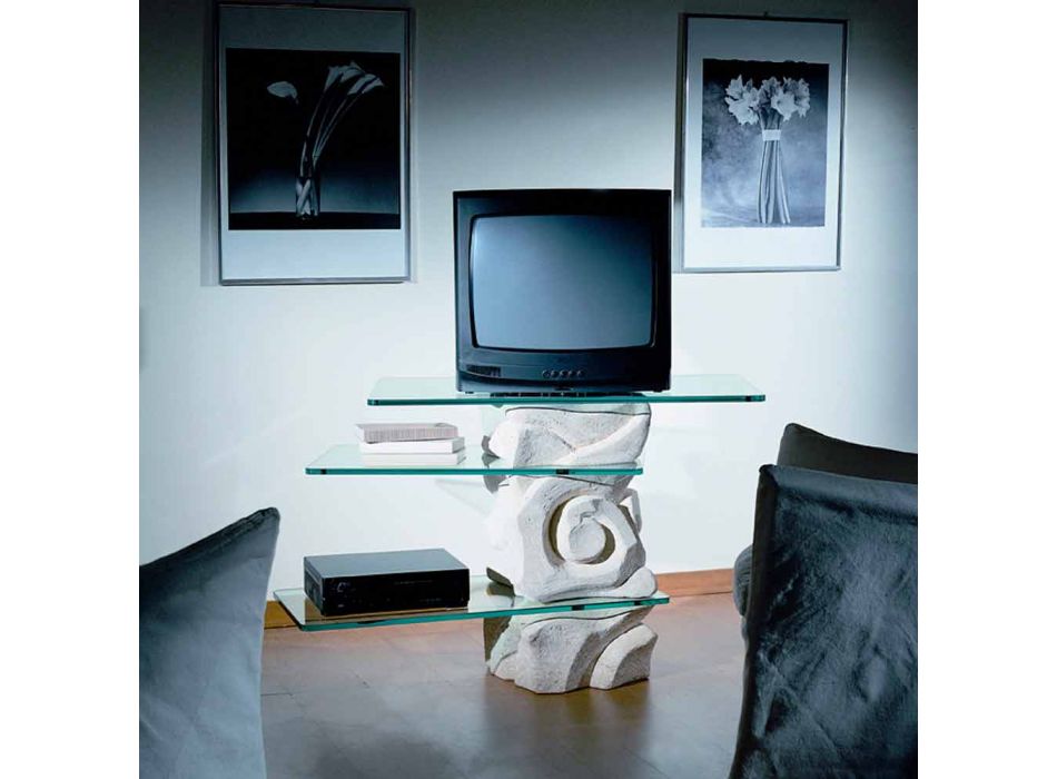 Televizní stojan z kamenů a křišťálu s moderním designem Agape Viadurini
