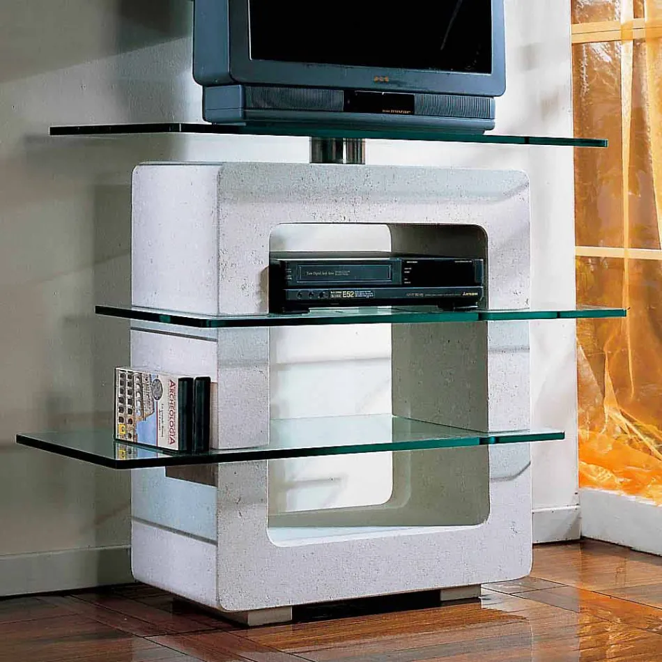 Modulový televizní stojan v kameně a křišťálově moderní design Agnes Viadurini