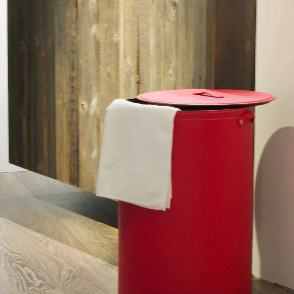 Válečkový koš na prádlo v regenerované ručně vyráběné kůži Roby Viadurini