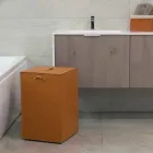 Prádelní koš na čtvercovou základnou Leather David, made in Italy Viadurini