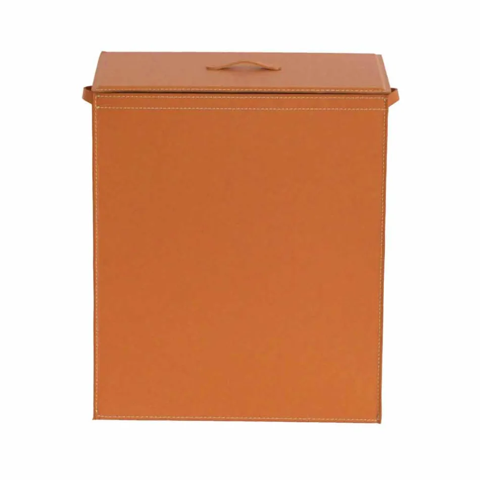 Koš na prádlo v kůži s obdélníkovým základním provedení Petera Viadurini