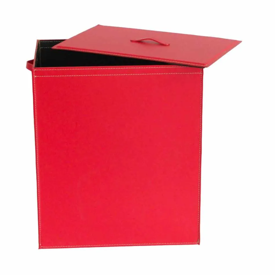 Koš na prádlo v kůži s obdélníkovým základním provedení Petera Viadurini