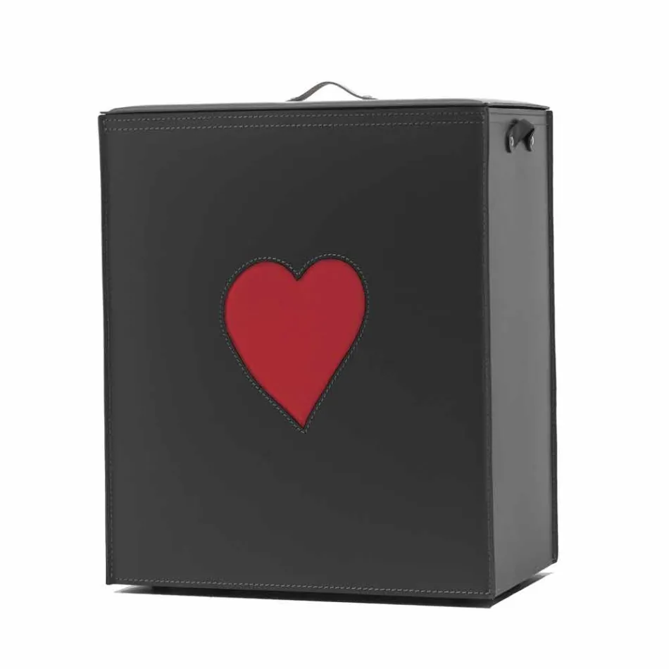 Současný kožený koš na prádlo vyrobený v Itálii Adele, vložka do srdce Viadurini