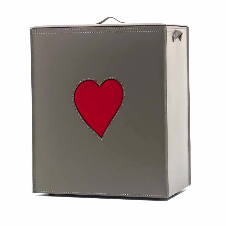 Současný kožený koš na prádlo vyrobený v Itálii Adele, vložka do srdce Viadurini