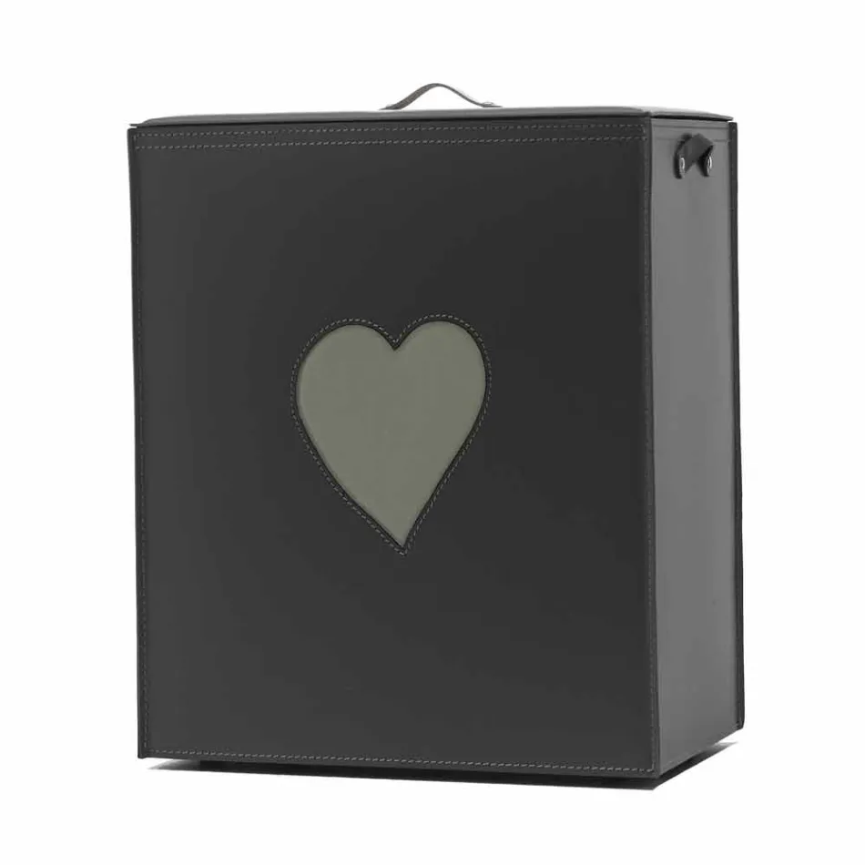 Současný kožený koš na prádlo vyrobený v Itálii Adele, vložka do srdce Viadurini