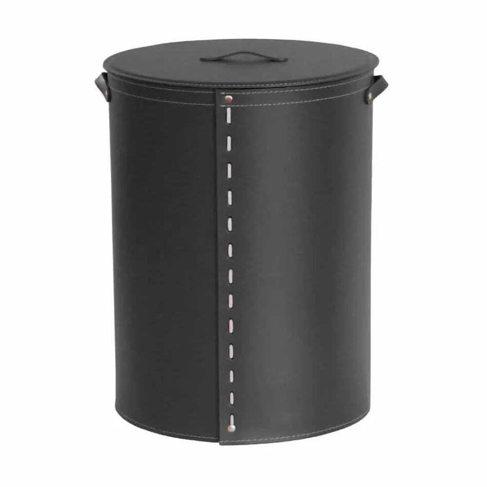 Oválný koš na prádlo v regenerované kůži Riky vyrobené v Itálii Viadurini