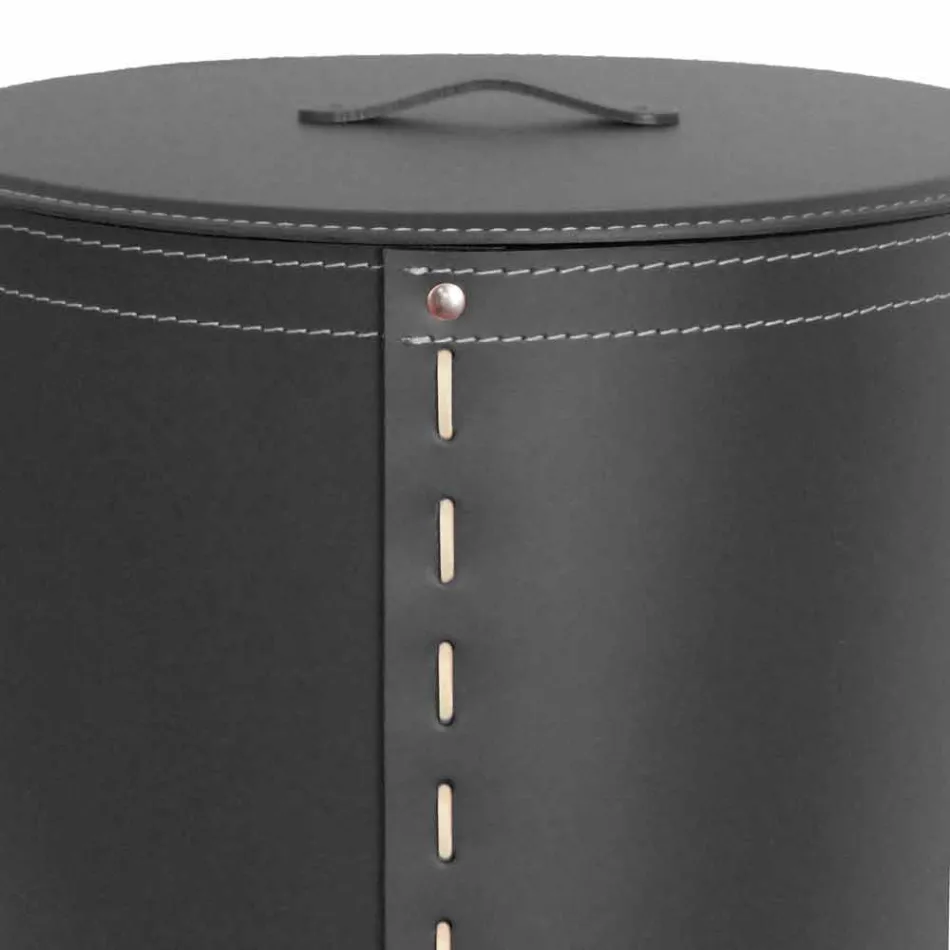 Oválný koš na prádlo v regenerované kůži Riky vyrobené v Itálii Viadurini