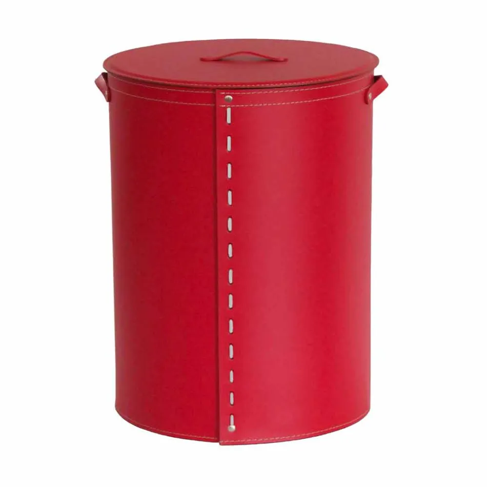 Oválný koš na prádlo v regenerované kůži Riky vyrobené v Itálii Viadurini