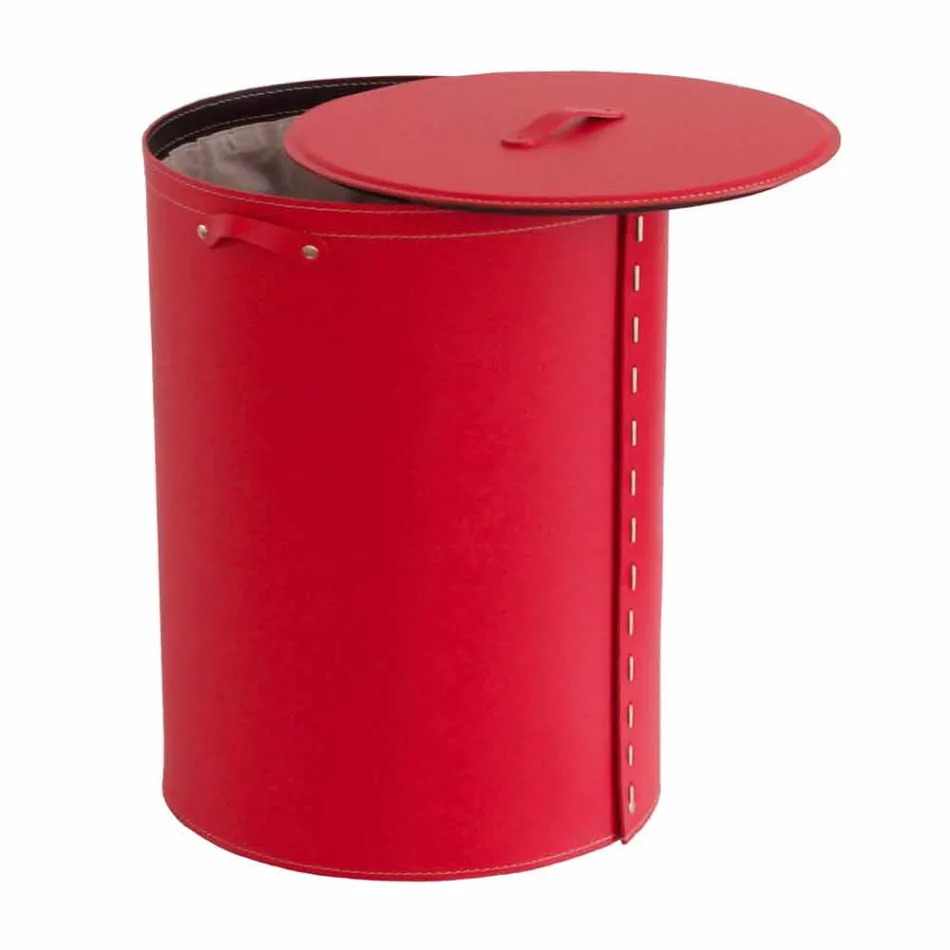 Oválný koš na prádlo v regenerované kůži Riky vyrobené v Itálii Viadurini