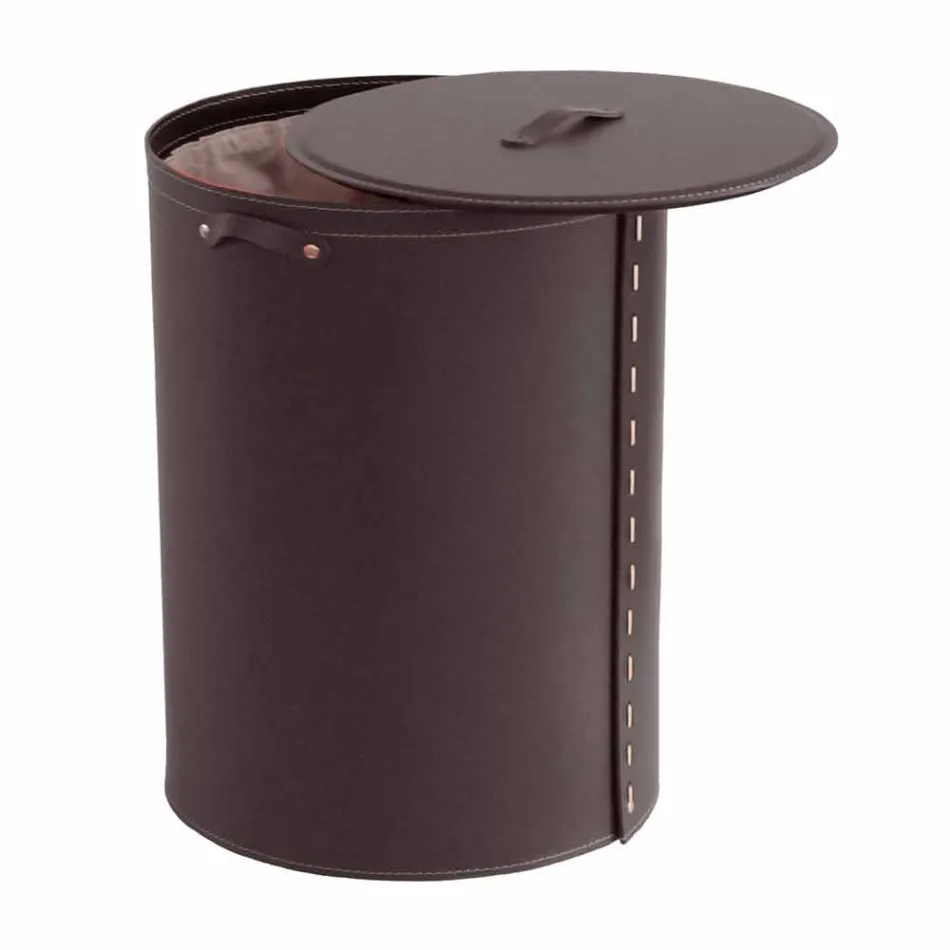 Oválný koš na prádlo v regenerované kůži Riky vyrobené v Itálii Viadurini