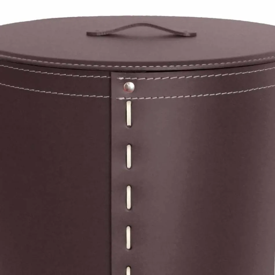 Oválný koš na prádlo v regenerované kůži Riky vyrobené v Itálii Viadurini