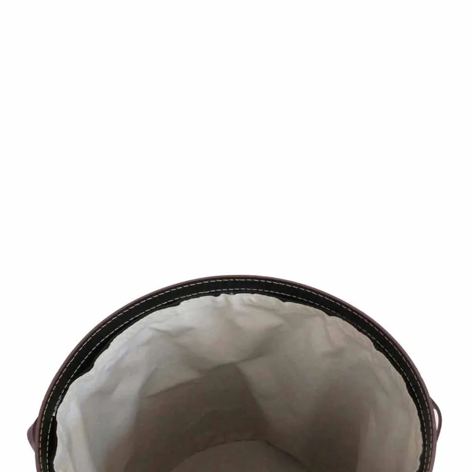 Oválný koš na prádlo v regenerované kůži Riky vyrobené v Itálii Viadurini