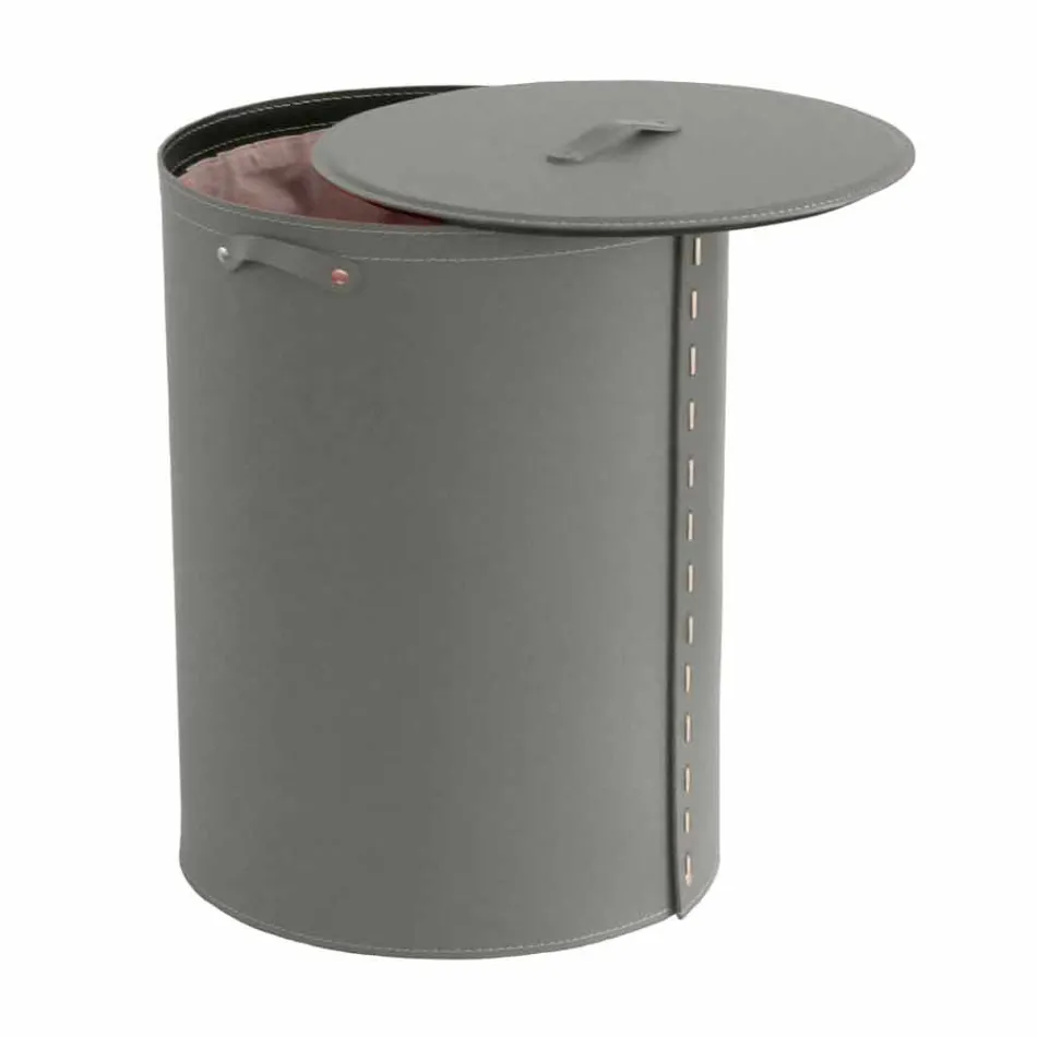 Oválný koš na prádlo v regenerované kůži Riky vyrobené v Itálii Viadurini