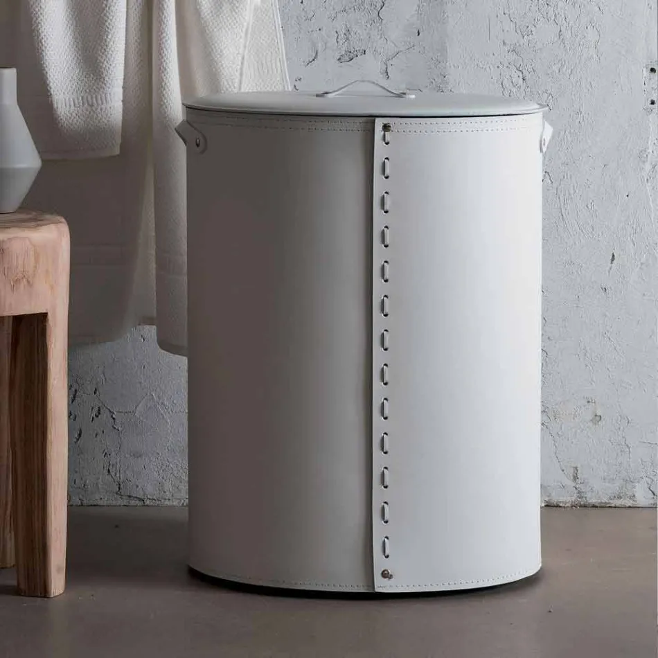 Oválný koš na prádlo v regenerované kůži Riky vyrobené v Itálii Viadurini