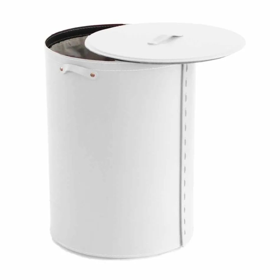 Oválný koš na prádlo v regenerované kůži Riky vyrobené v Itálii Viadurini