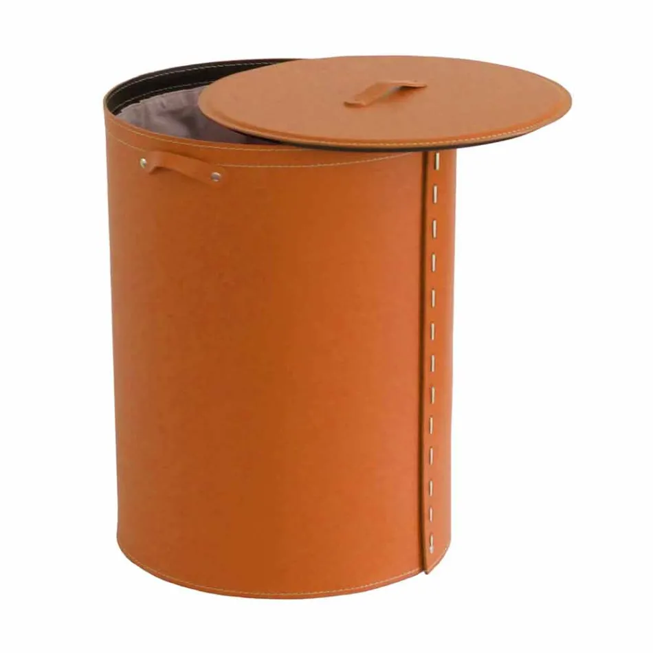 Oválný koš na prádlo v regenerované kůži Riky vyrobené v Itálii Viadurini