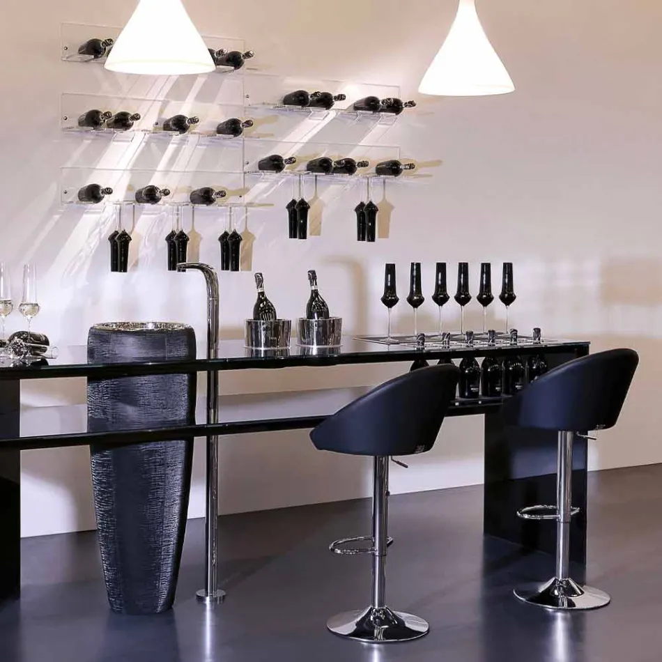 Nástěnný držák na 6 lahví z plexiskla vyrobený v Itálii - Canberra Viadurini