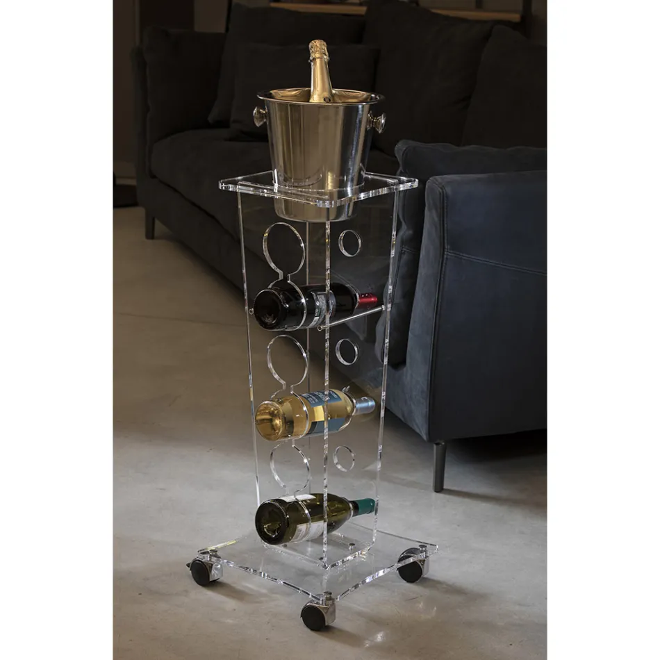 Sloupový držák na láhev a vědro na led z průhledného akrylu - Ciampino Viadurini