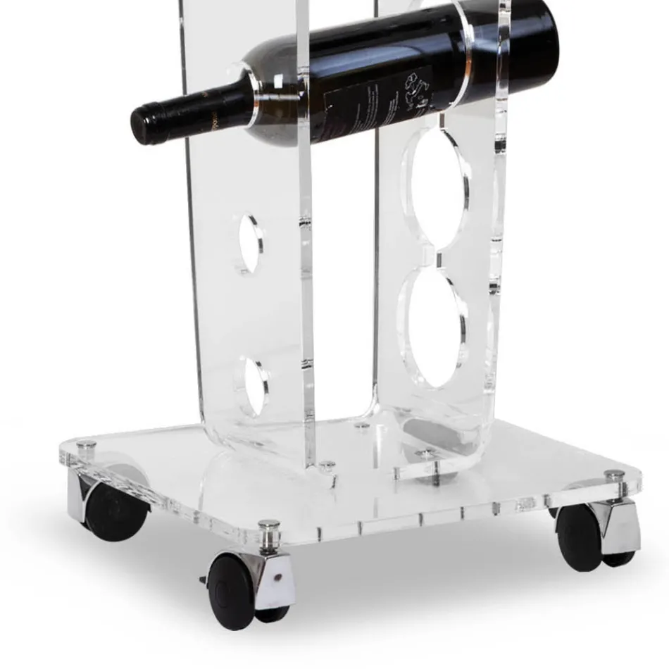 Sloupový držák na láhev a vědro na led z průhledného akrylu - Ciampino Viadurini