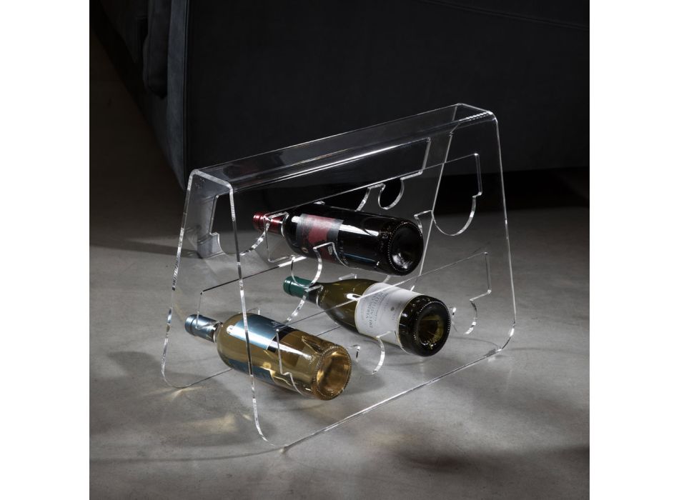 Podlahový držák na láhev vína z průhledného akrylového křišťálu - Dappino Viadurini