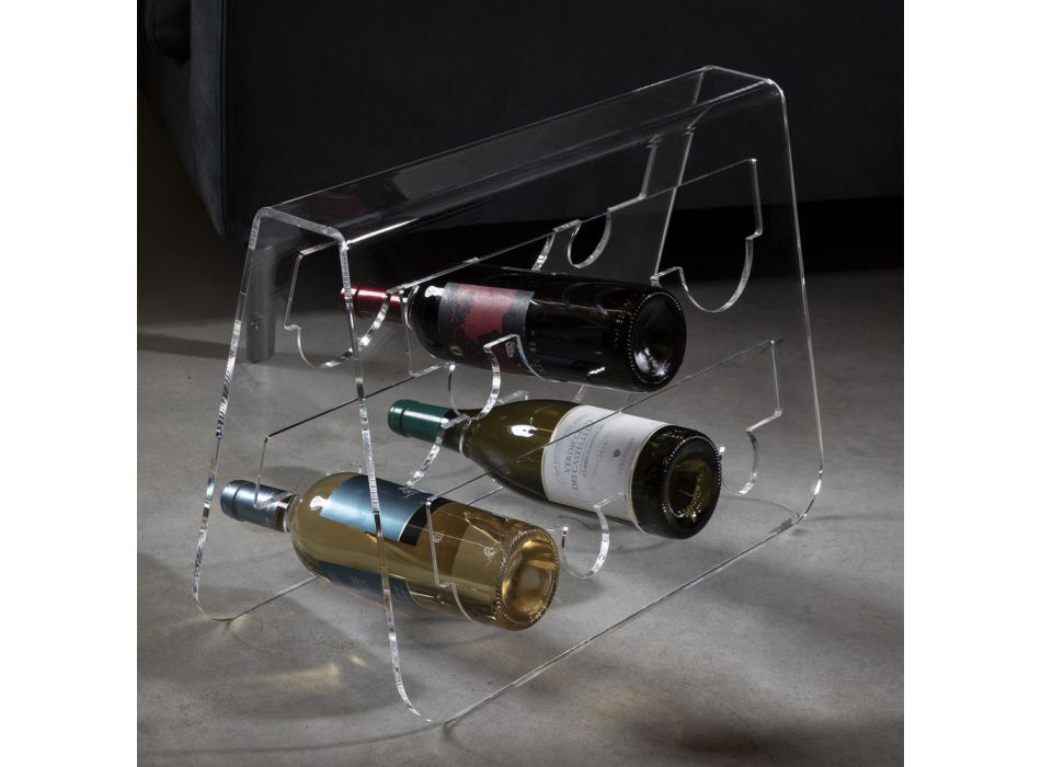 Podlahový držák na láhev vína z průhledného akrylového křišťálu - Dappino Viadurini