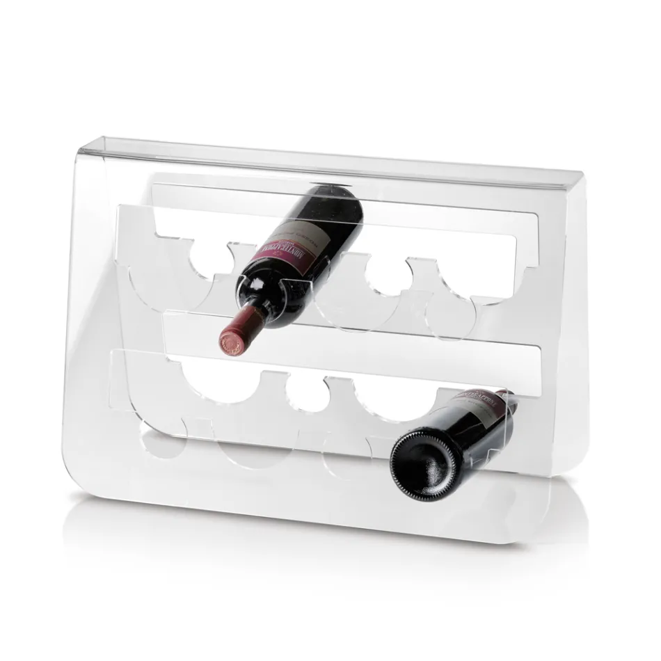 Podlahový držák na láhev vína z průhledného akrylového křišťálu - Dappino Viadurini