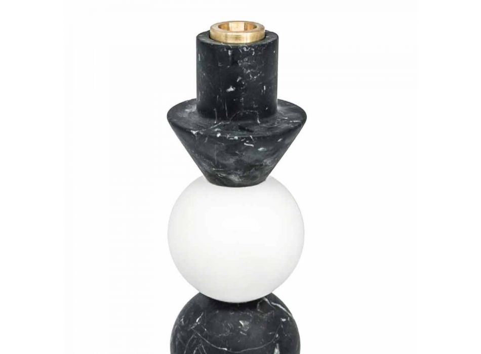 Vysoký svícen v bílém, černém a mosazném mramoru Vyrobeno v Itálii - Bram Viadurini
