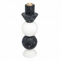 Vysoký svícen v bílém, černém a mosazném mramoru Vyrobeno v Itálii - Bram
