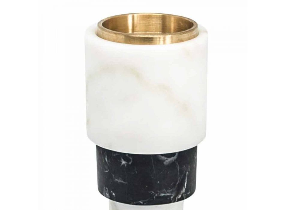 Držák svíček z mramoru a mosazi s nízkým bicolorem vyrobený v Itálii - Brett Viadurini