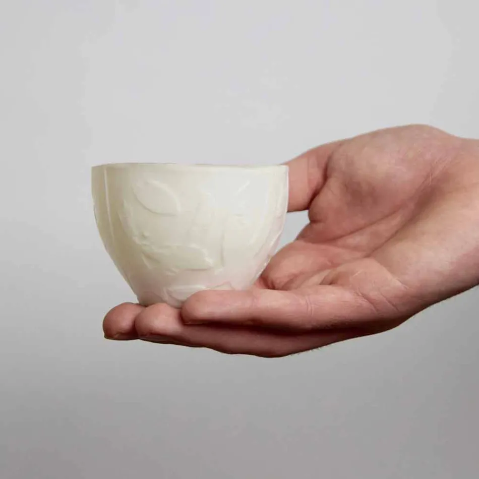 Designový svícen ze zdobeného bílého porcelánu 3 kusy - Arcireale Viadurini